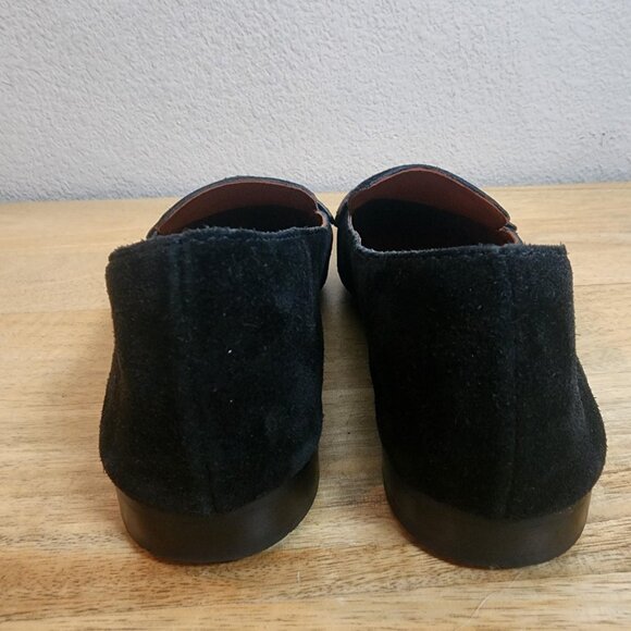 Tory Burch Shoes Womens Size 7 Black Suede Logo Loafer Flats Leather - Picture 3 of 13